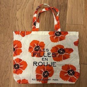 Rouje Canvas Tote with Red Poppies